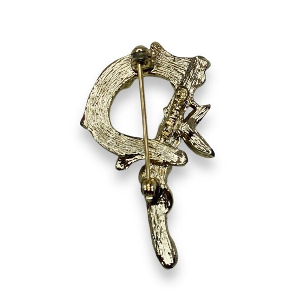 Sarah Coventry Script Letter P Branch & Leaves Gold Tone Brooch Pin - Picture 2 of 4